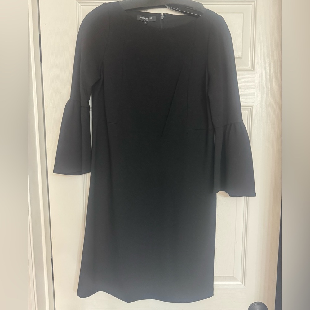 Lafayette 148 New York Black Shift Dress with Bell Sleeves